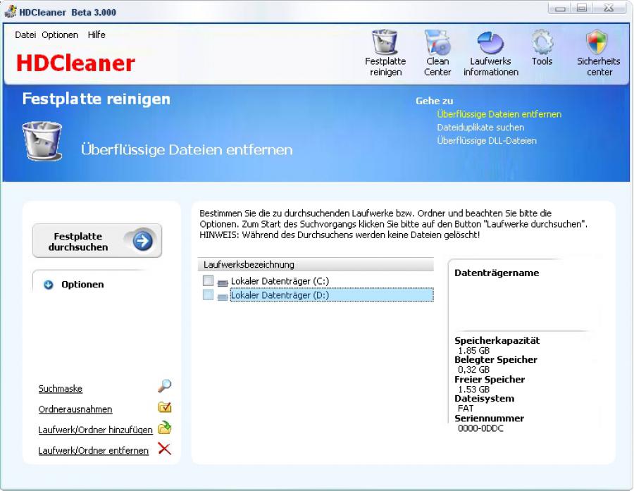 download the new version for windows HDCleaner 2.054